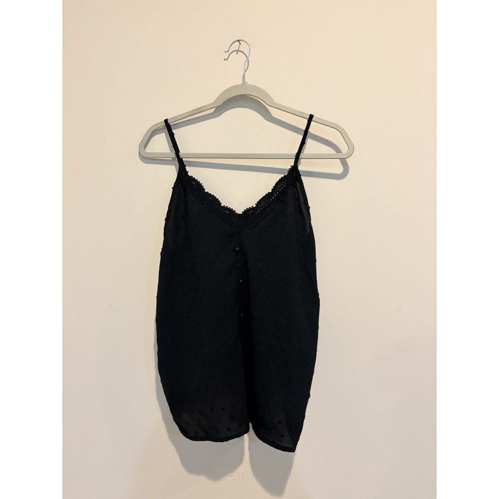 Black Cami Camisole Large Lace Detail 90s Witchy Whimsygoth Grunge Fairy Gothic